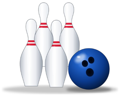 Bowling pins and ball