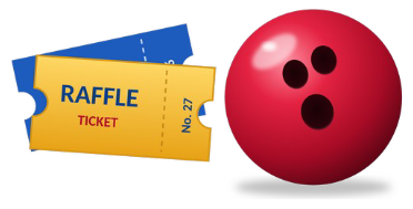 Raffle ticket and bowling ball